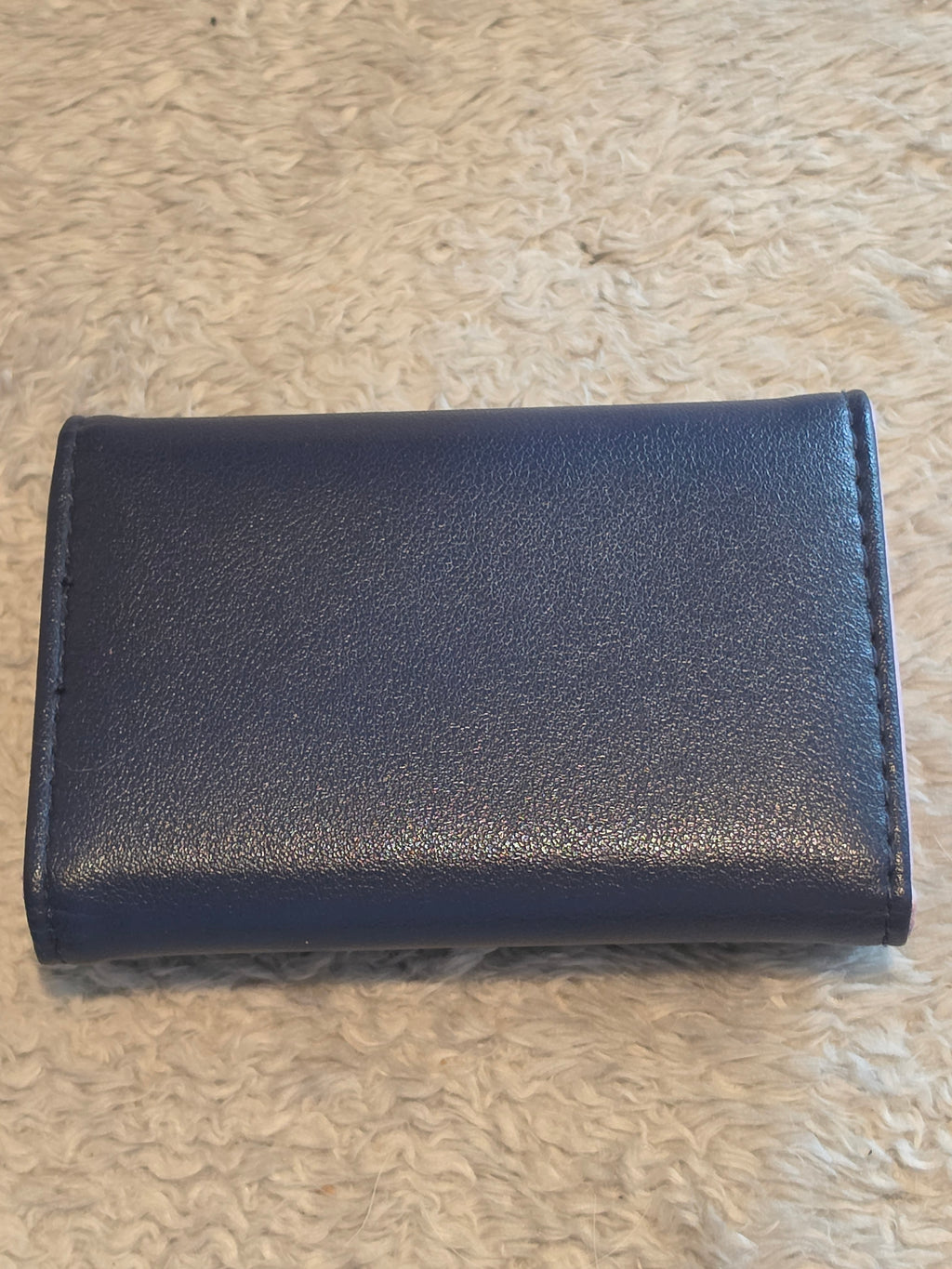 JILL STUART Navy Blue Tri-Fold Wallet with Lavender Interior